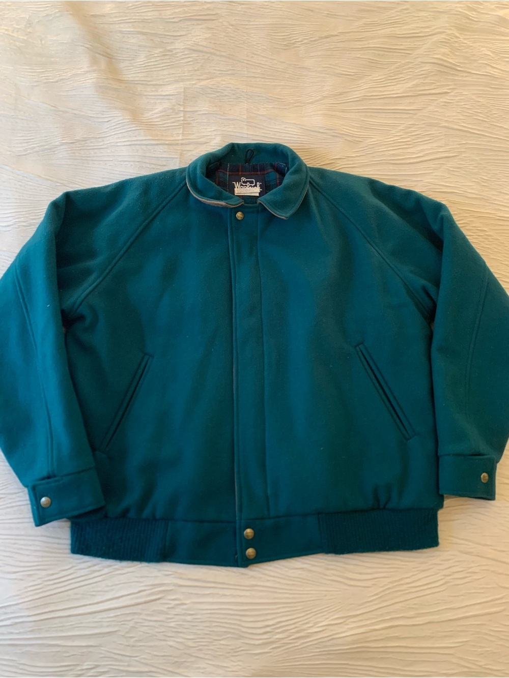 Vintage Green Woolrich Made in USA Wool Bomber Jacket, size XL